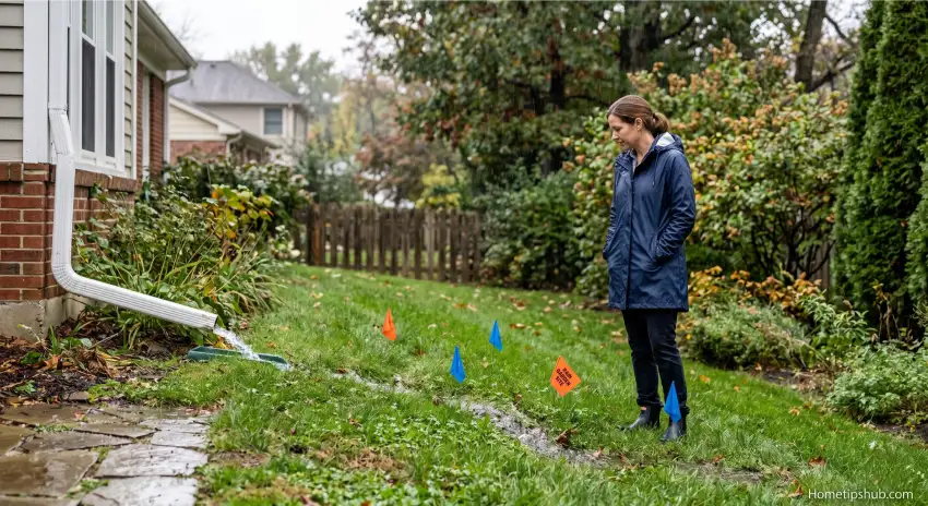 Best location for a rain garden near downspouts and natural drainage areas