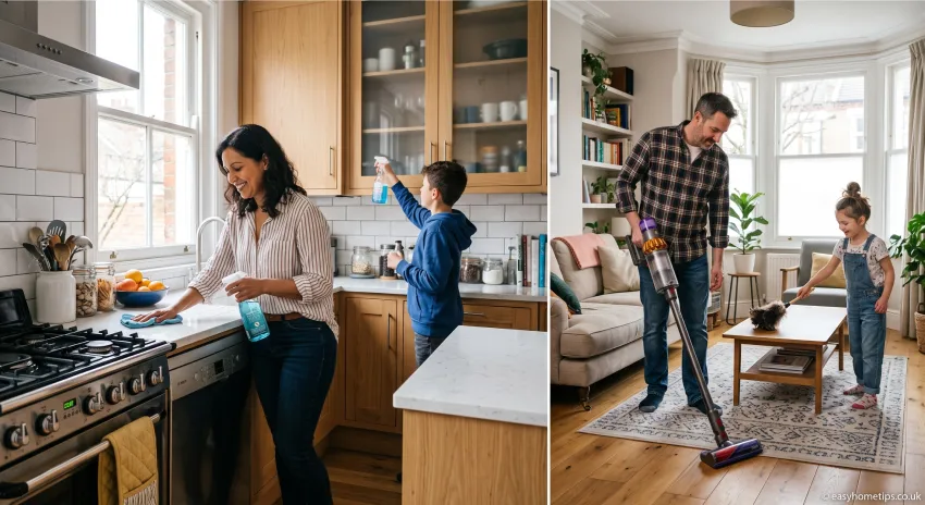 Weekly house cleaning schedule using the room-by-room cleaning method