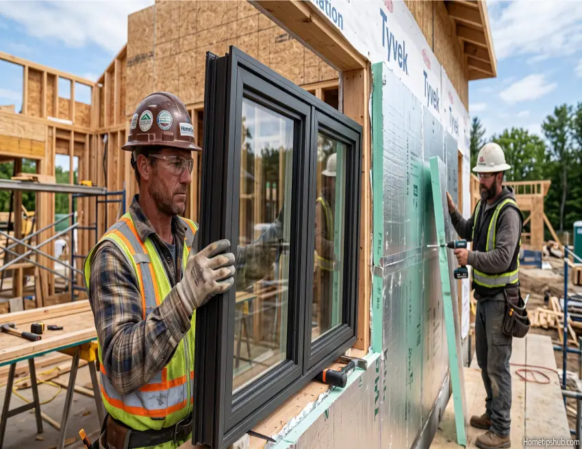 Building envelope insulation and high-performance windows for energy-efficient home design