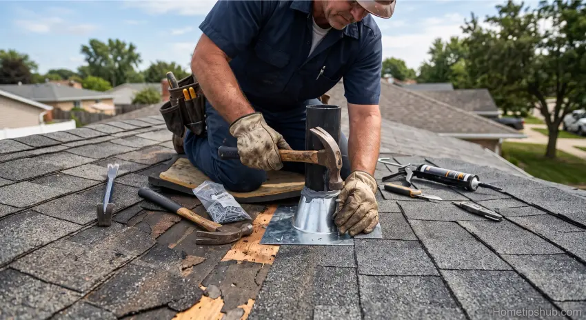 Roof flashing and shingle repair for common roof leak problems