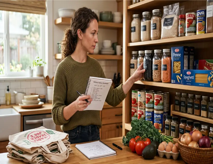 Weekly budget meal planner and pantry inventory for affordable meal planning