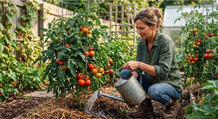 Correct watering method for healthy tomato plants