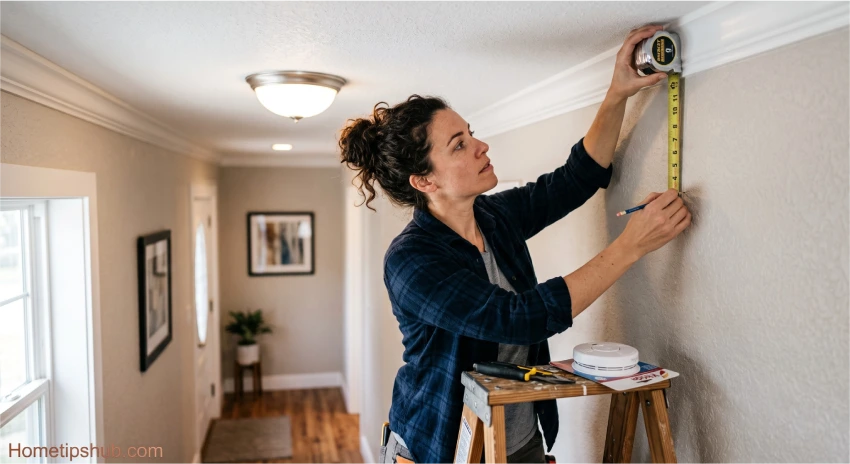 Proper smoke detector mounting height from ceiling