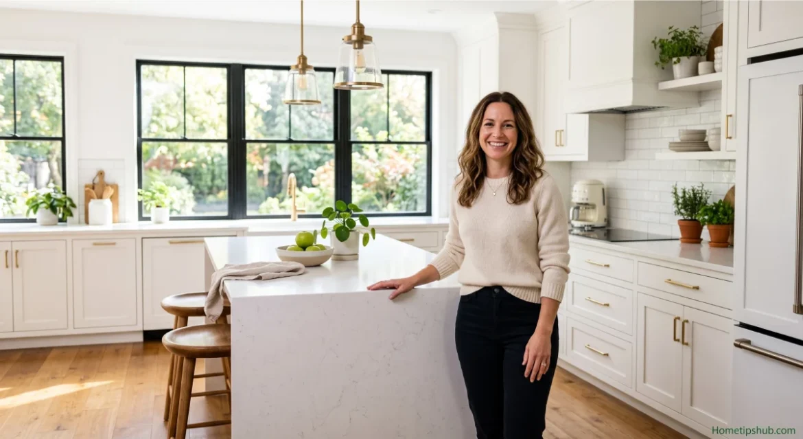 Modern White Kitchen Ideas with white shaker cabinets and quartz island