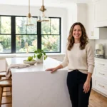 Modern White Kitchen Ideas with white shaker cabinets and quartz island