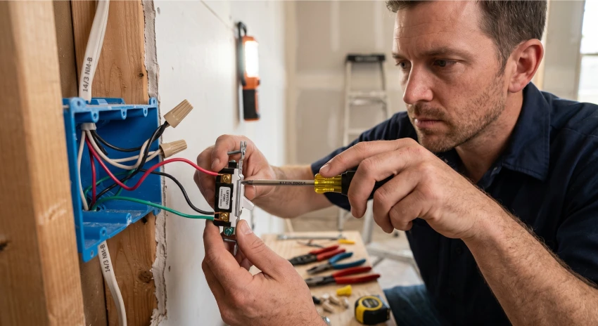 step by step 3 way switch wiring with traveler wires