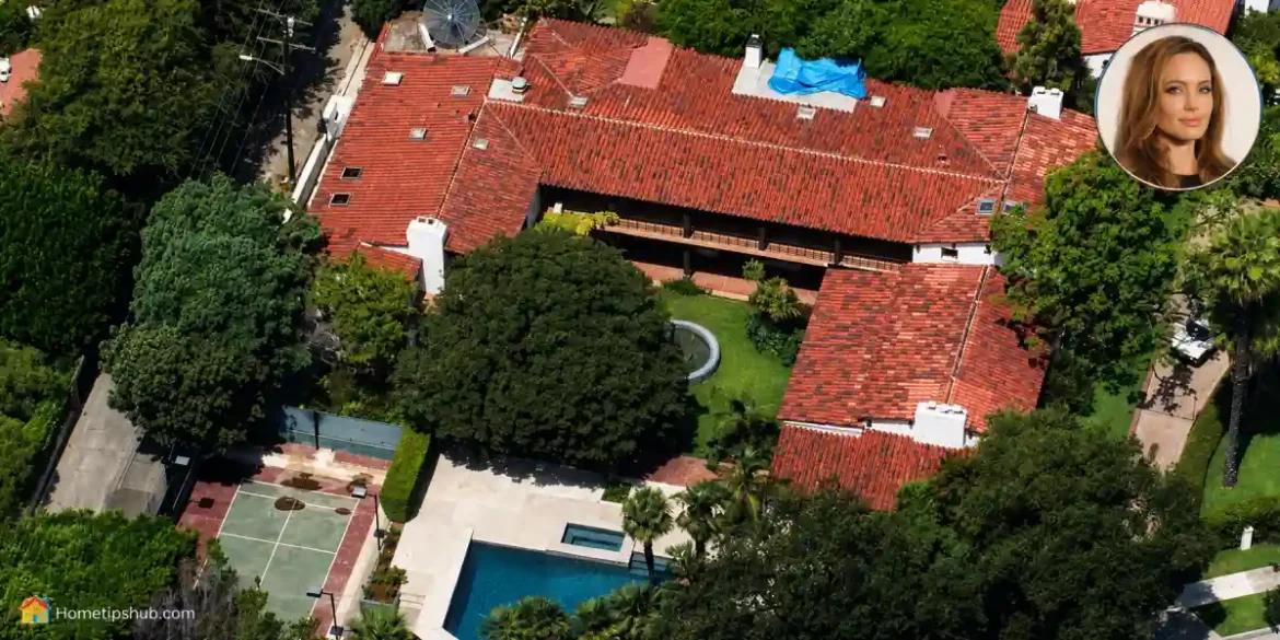 Luxury exterior view of the Angelina Jolie House featuring elegant modern architecture, premium landscaping, and a sophisticated mansion design.