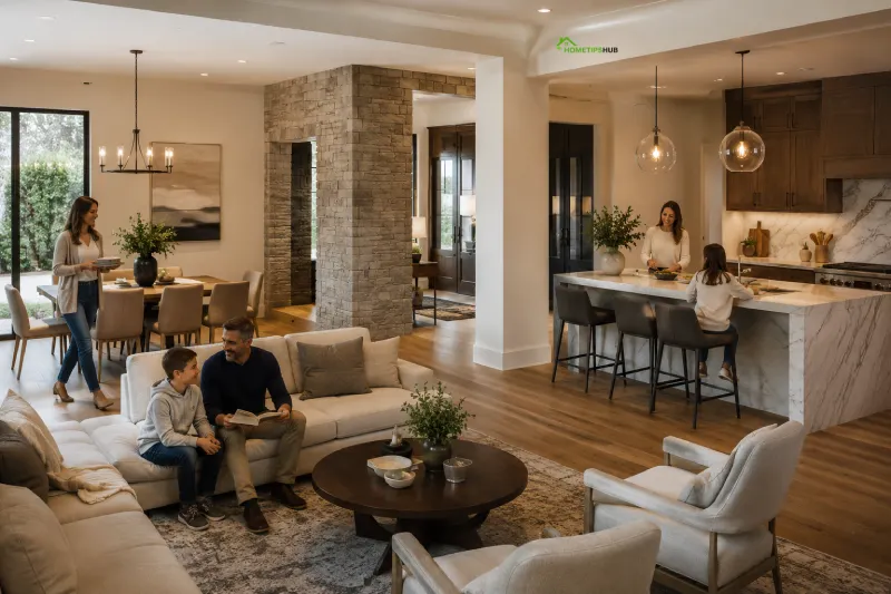 Luxury home layout showing open floor plan with functional space planning.