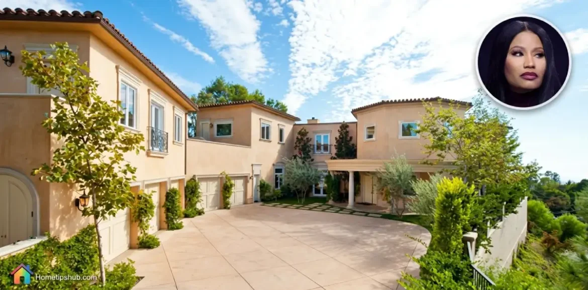 Nicki Minaj house featuring a stunning luxury mansion exterior, elegant architecture, and sophisticated estate landscaping.