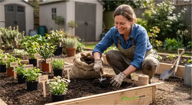 Preparing a tea garden layout with proper soil preparation plant spacing and tea garden design planning