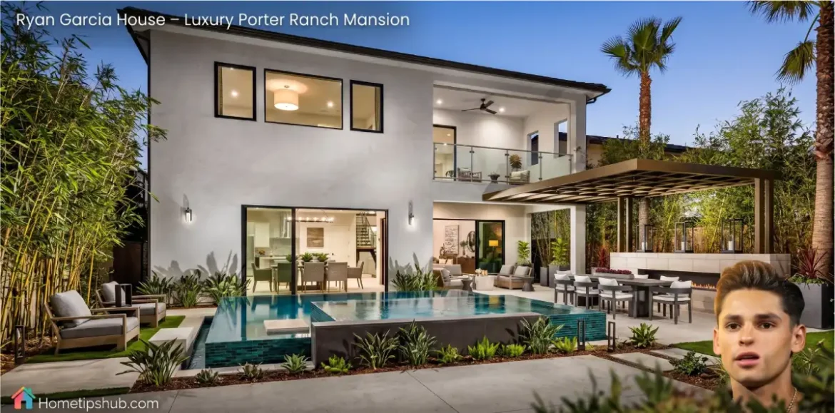 Ryan Garcia House exterior view with infinity pool in Porter Ranch, California