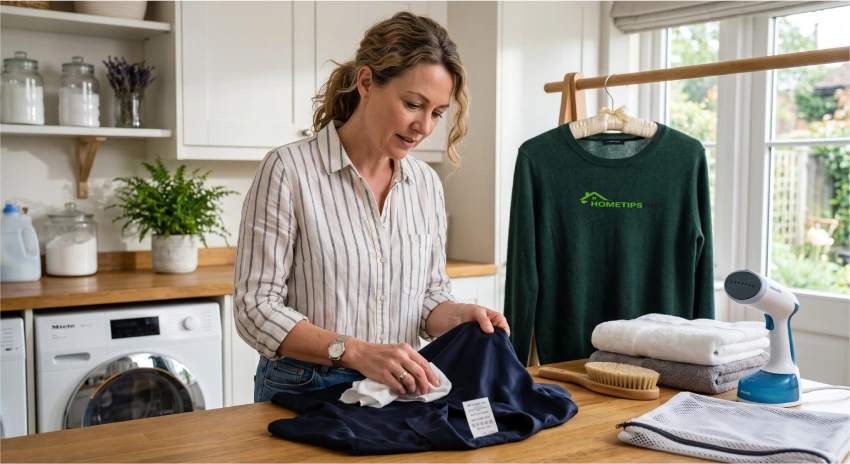 Best practices for safely dry cleaning clothes at home including garment care and color testing.