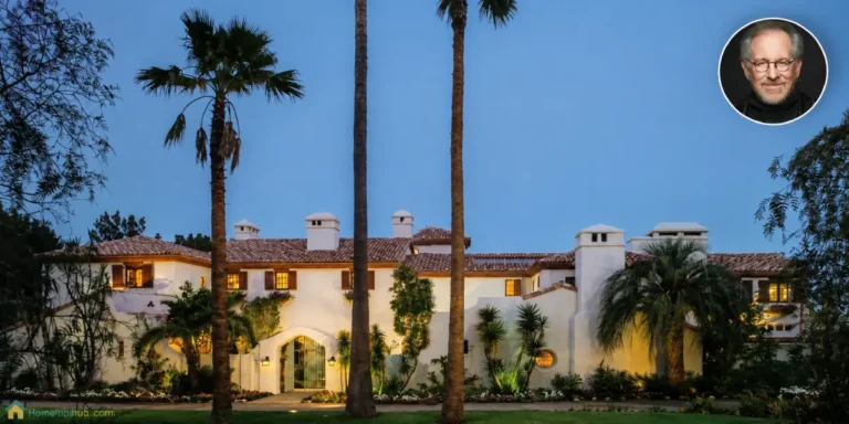 Steven Spielberg House: 11 Stunning Luxury Features Steven Spielberg house featuring a luxury estate exterior with elegant architecture, premium landscaping, and twilight lighting.