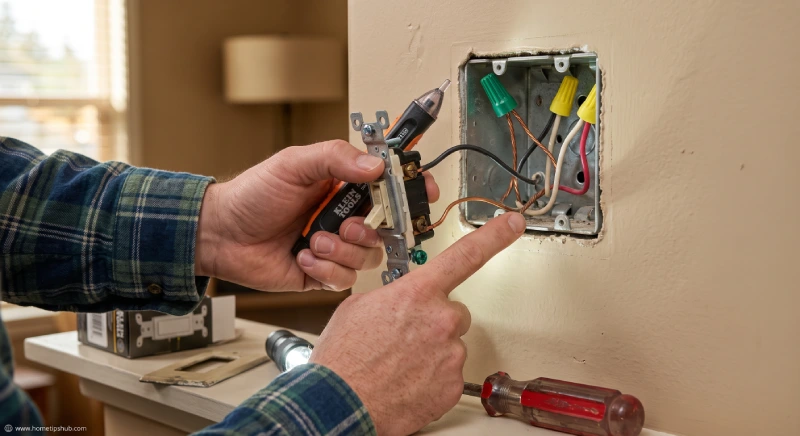 Identifying black, white, ground, and red wires in a light switch box