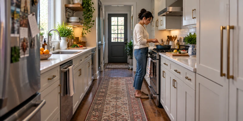Kitchen runner rug ideas for a long narrow galley kitchen