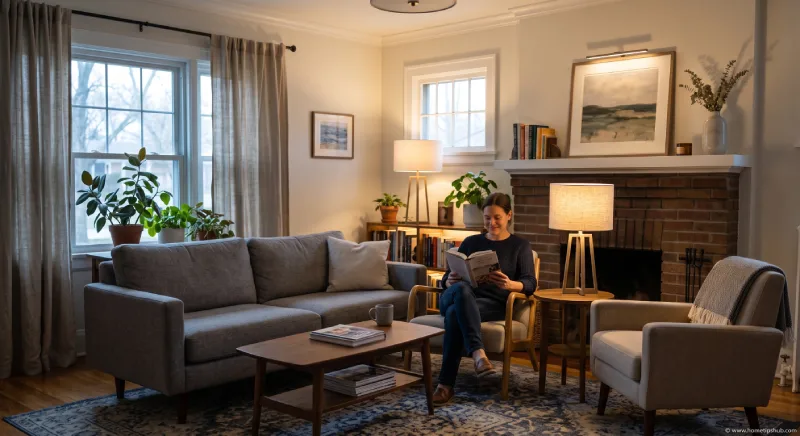 Living room lighting ideas showing ambient, task, and accent lighting for a warm and layered atmosphere