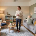 Living room makeover ideas with refreshed furniture, layered lighting, neutral colors, wall decor, and a cozy area rug