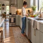 Kitchen rug ideas with a low-pile runner in a practical kitchen work zone