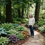 Shade garden ideas with layered plants beneath mature trees