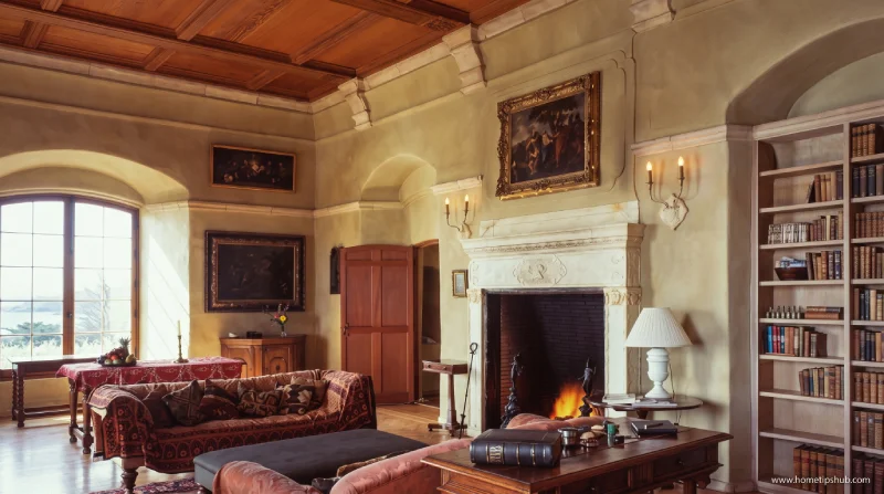 Inside the Brad Pitt House showing its distinctive luxury home design