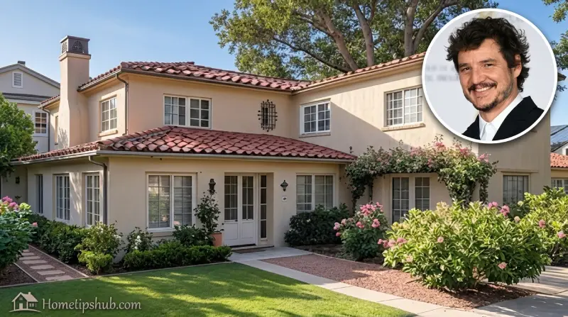 Pedro Pascal House showing his Los Angeles residence with Mediterranean-style architecture and neutral interior design