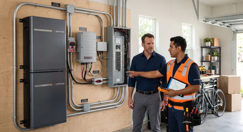 Residential solar battery storage system connected to home energy equipment